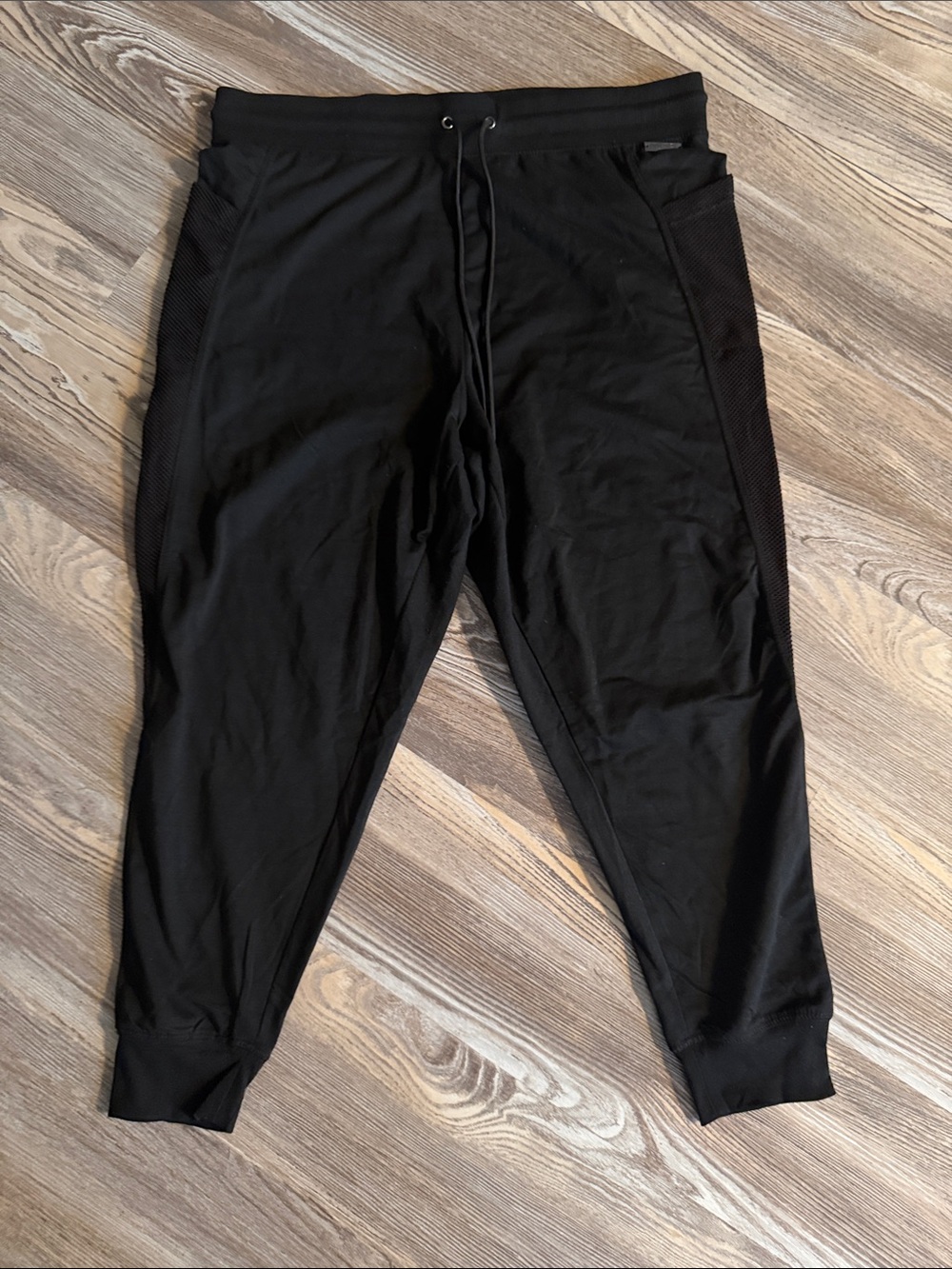 Nine West Black Mesh-Trim Joggers